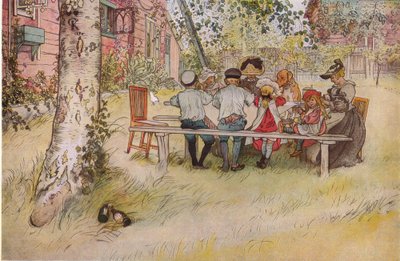Café da manhã sob o grande vidoeiro de Carl Larsson
